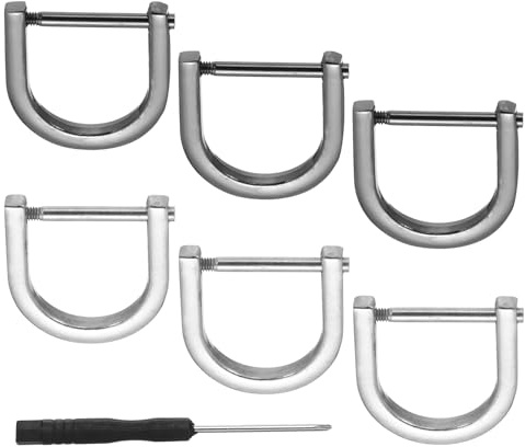 PATIKIL 13/16 D-Rings Screw in Shackle, 8 Pcs Horseshoe U Shape D Ring Zinc Alloy Semicircle Buckles Replacement for Purse Keychain Collar Accessories Craft, Silver/Black