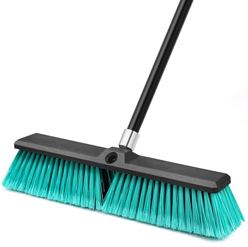 TidyBliss 45 cm Garden Broom Outdoor Heavy Duty, Large Industrial Stiff Yard Brush with 160 cm Long Handle for Sweeping Garage Shop Patio Deck Street Warehouse Lawn Driveway (Green)