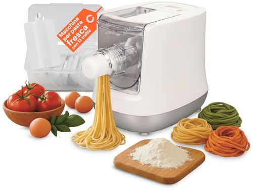 Avilia – Macchina per la Pasta Elettrica Automatica 500g con Display Digitale e 13 Trafile Intercambiabili per Pasta Fresca Fatta in Casa Facile da Usare e Pulire