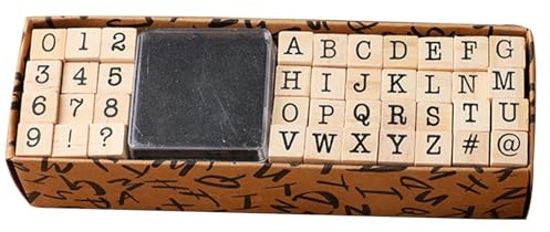 Buchstabenstempel, 40-teiliges Holz-Gummistempel-Set, Alphabet-Buchstaben-Zahlen-Stempel-Set, Bastel-Tintenstempel-Stempel-Siegel-Set für Kartenherstellung, DIY-Planer, Scrapbooking und Kunst und Hand