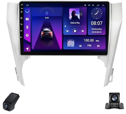 Double Din Car Radio 2K Touchscreen for Toyota Camry 2011-2014 Car Stereo 9inch Multimedia Player/CarPlay/AndroidAuto/Bluetooth/GPS/FM/AM/RDS/DSP/WIFI/Rear View Cam/ADAS DVR(C10Pro)