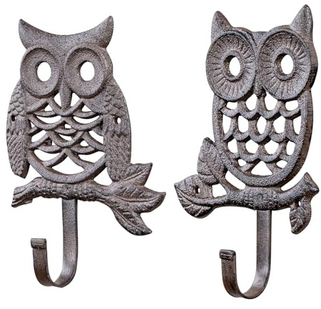 levandeo 2er Set Wandhaken Eule Garderobenhaken Wandhaken Gusseisen Tiere Metallhaken Antik Vintage Shabby Chic Vintage Look