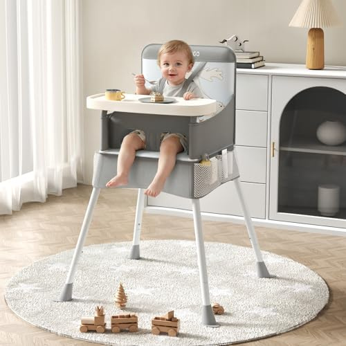 Trimigo Baby Hochstuhl Leicht & Klapphochstuhl – Tragbarer Kinderstuhl/Reisehochstuhl mit Sicherheitsgurt und Aufbewahrungstasche, Einfach zu Reinigen, für Reise & Zuhause