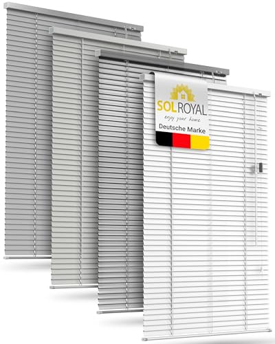 Sol Royal Alu Jalousie Fenster innen ohne Bohren inkl. Klemmträger 25mm | 90x130cm 90cm breit Weiß Glänzend Aluminium Sichtschutz Sonnenschutz Jalousien Lamellenrollo Fensterjalousie Rollo JA2