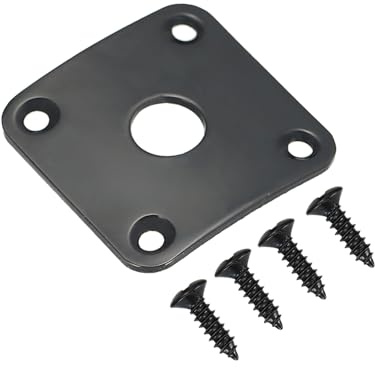 iplusmile Quadratische Klinkenbuchsenplatte Verstärkt Hals und Körperverbindung aus Metall Gebogenes Design Inklusive 4 Schrauben für E-gitarre