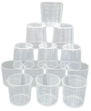 SHINEOFI Taza Medidora de Plástico 60 Ml Transparente, Vaso Medidor Graduado, Pack 25 Unidades, Resistente a Altas Temperaturas, Adecuado para Cocina, Hornear y Laboratorio