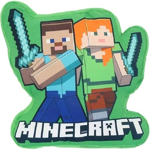 MINECRAFT - Cojín 3D con forma contorneada de peluche para niños de poliéster con forma de personaje