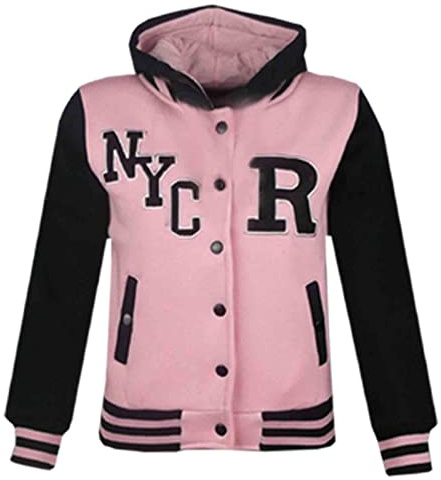 A2Z 4 Kids Enfants Unisexe Filles Garçons Baseball Fox NYC - B.B Jacket Light Pink Fox Style 11-12