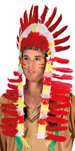 Boland 60705 - Coyote Häuptling Kopfschmuck mit bunten Federn für Erwachsene, Kostüm, Karneval, Mottoparty