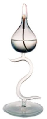 Moderne Öllampe aus klarglas Petroleumlampe Licht Tischlampe Kerzenlicht Leuchter mundgeblasen Höhe ca. 25 cm Oberstdorfer Glashütte