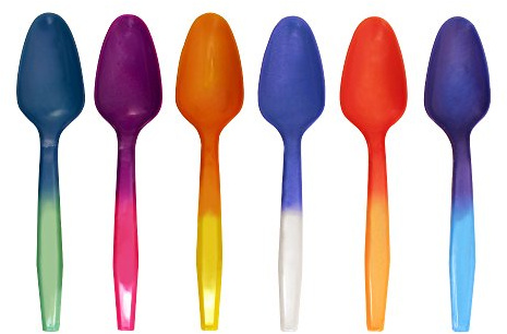 Color Changing Reusable Mood Spoon, Set of 24, Assorted Colors, BPA Free, reacts to cold food temperatures and changes color - perfect for ice cream - MADE IN USA