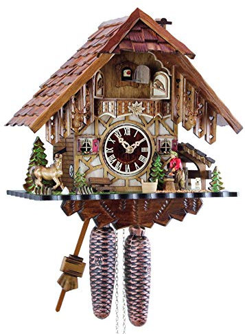 Eble Kuckucksuhr Original Schwarzwälder Kuckuckuhr Echtholz mechanisches 8-Tage Laufwerk NEU VDs Zertifikat Schwarzwaldhaus 35cm- 25590