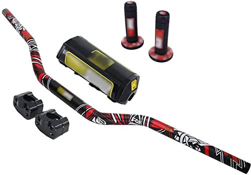 Manillar Moto 1 1/8 28 mm + Puños + Elevador 28mm + Protector Manillar para CR CRF KX KXF RMZ Dirt Bike Pit Bike Negro