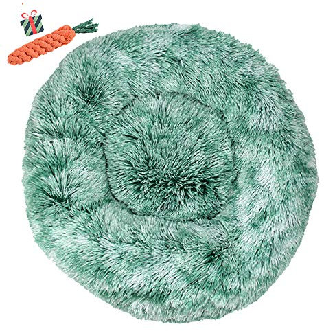 Chickw1 Hundebett rund Hundekissen Plüsch weichem Hundesofa rutschfest Base Katzenbett Donut Größe und Farbe wählbar (Tie-Dye grün,120CM)