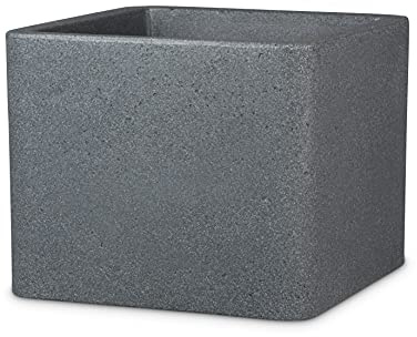 Scheurich Alea 30, Pflanzgefäß/Blumentopf/Pflanzkübel, quadratisch, Farbe: Schwarz-Granit, hergestellt mit recyceltem Kunststoff, 10 Jahre Garantie, für den Außenbereich