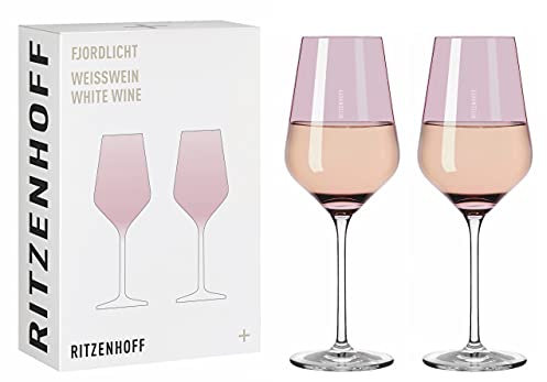 Ritzenhoff 3641003 Copa de vino blanco 300 ml - Serie Fjordlicht No. 3, 2 piezas con gradiente de color Berry - Made in Germany
