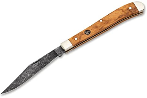 Böker Manufaktur Solingen Taschenmesser Delicate Acid Olive - Picknickmesser mit einer nicht rostfreie Klinge aus Kohlenstoffstahl - Mit hochwertigem Filz-Etui zur Aufbewahrung