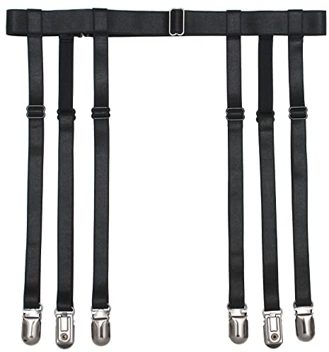 IMOMOTO Black Womens Suspender Garter Belt for Thigh High Socks Stockings Boots Plus Size, Black, 6 Straps Duck Clips, One Size
