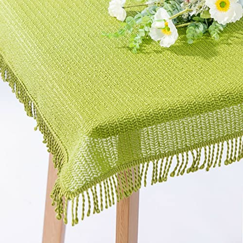 Gartentischdecke mit Fransen | Hellgrün - Rund -140cm | Weichschaum-Tischdecke | Schaumdecke | Klassik-Outdoor-Decke | rutschfest | wetterbeständig