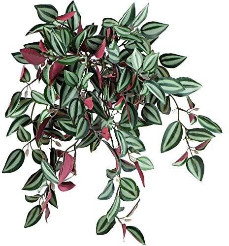 FiveSeasonStuff Real Touch Artificial Hanging Foliage Plant Tradescantia Zebrina House Plants 2 Stems