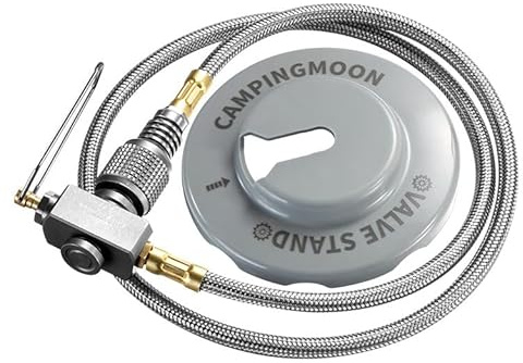 Campingmoon Gas tank adapter for outdoor use with holder, gas tank converter, IPB conversion head, cassette stove, gas tank interface extension tube (valve + tank base) (Z21-70)