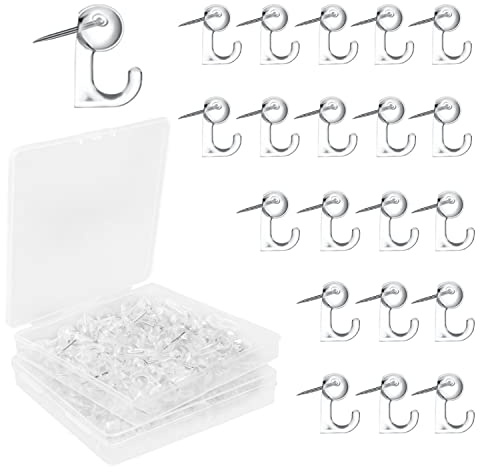 100 Pcs Push Pin Hooks Plastic Heads Pin Tacks Wall Decorative Thumb Tacks Hook for Cork Bulletin Board Map Photos Calendar Home Office School Supplies - Transparent