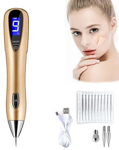 Skin Tag Remover Stift USB Wiederaufladbar Tragbarer Stift zur Entfernung von Muttermalen mit 9 Modi und Austauschbaren Teilen mit LED-Anzeige für den Schönheitssalon für den Heimgebrauch