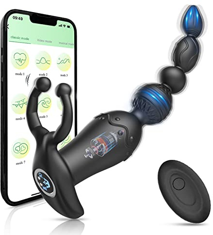 ZWFUN Analplug# für Frauen Männer mit 9 Vibrationsmodi APP Anal Vibrator Prostata Stimulation Männer Sex Spielzeug Analplug Bluetooth Cockring Anal Pull Bead mit Penisring Sexspielzeug für Paare (APP)