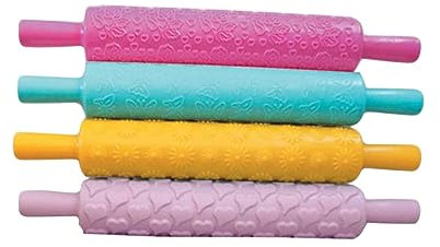 MAGICLULU 4stücke Teiliges Aus Tragbaren Dekorativen Nudelholz Mit Verschiedenen Prägeformen Für Fondant Zuckermasse Und Diy-kreationen Küchenwerkzeug Für Kreative Backprojekte