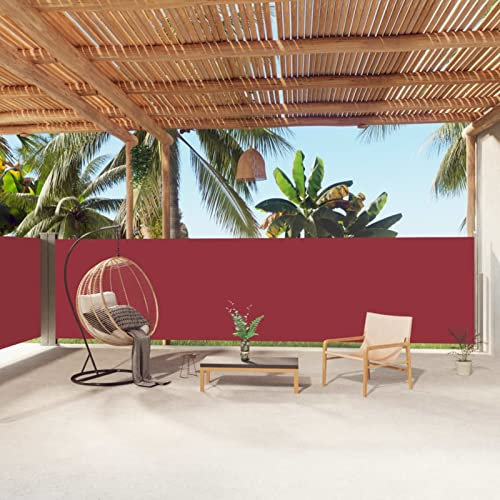 ARKEM Seitenmarkise Ausziehbar Rot 160x1000 cm Sichtschutz für BalkonTerrasse, Seitenrollo Wandhalterung