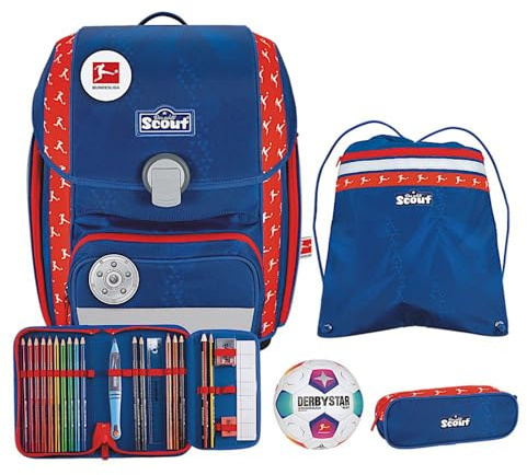 SCOUT Schulranzen Exklusiv Bundesliga Genius Set 4-teilig Bundesliga blau