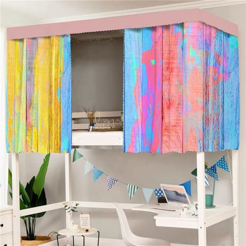 Treer 3D Bettvorhang Hochbett Etagenbett, Blackout Vorhänge Staubdicht Betthimmel Hochbett Etagenbett Kinder Bettzelt Schlafsaal Bettvorhänge für Studentenwohnmein Kinderzimmer (1.2x2M,Holz 1)