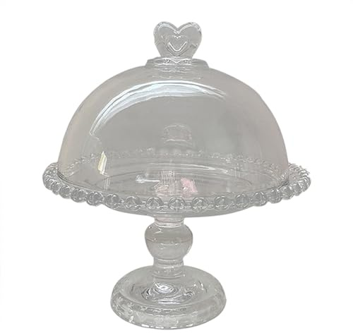 Jarsense Transparent Glass Cake Stand, Crystal Cake Dessert Fruit Plate with Domed Lid, Footed Cake Set for Birthday Party, Wedding