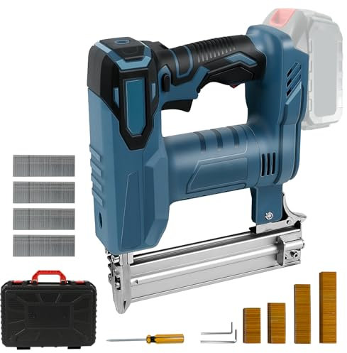 Akku Tacker Nagelpistole Kompatibel mit Makita 18V Lithium-Akku, 80 Nägel/Min, 100W 2-in-1 Elektrotacker Elektronagler mit 500 Gerade Nägel und 500 U-förmige Nägel (Ohne Akku)