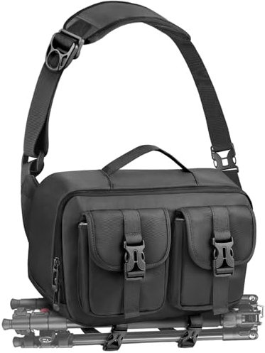 TAATOK Kamera-Schultertasche, SLR-/DSLR-Kameratasche mit Stativhalterung, wasserdichte Kamera-Schultertasche für Fotografen (Schwarz)