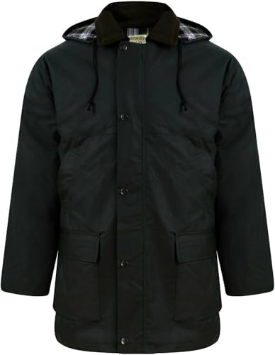 Mens Padded Country Wax Heavy Weather Hunting Fishing Walking Jacket Green 3XL