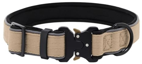Personalisiertes Taktisches, Schweres Verstärktes Nylon Verstellbares Halsband Hund mit Weichem Innenfutter, Verstellbares für Mittelgroße Große Hunde(Metallic,M)