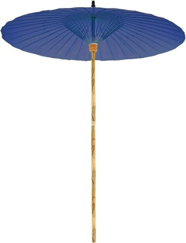 Parapluie Shanghai de Style Chinois 7 Pieds, Parasol de Jardin extérieur en Bambou, imperméable, Protection UV, Parasol Rond pour Piscine, terrasse, terrasse,Bleu foncé,200cm/6.6ft