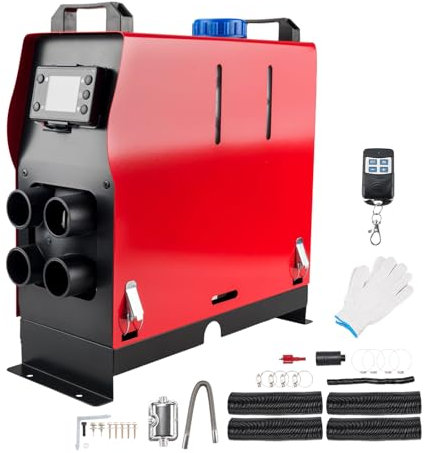 Riscaldatore d'aria diesel 5KW 12V Riscaldatore diesel tutto in uno con interruttore LCD e telecomando Riscaldamento rapido, riscaldamento notturno portatile a gasolio Silenzioso per camper, auto, c