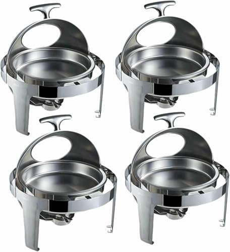 Chafing Dish Buffet Set, Rectangular Heating Set With The Top Of The Coil, Isolated Four-Part Water Tray, Food Tray Holder Lid For Meals At Parties, Weddings, Birthdays ~/