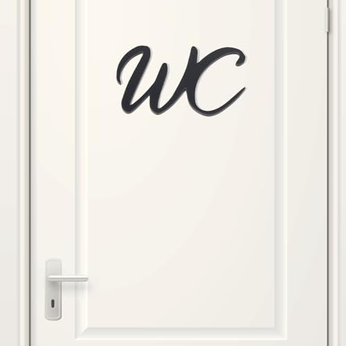 CATOR Plaque de Porte Maison, Toilettes, Noir, Acrylique, Rectangulaire, WC, Toilette, Mur, Autocollant 3D