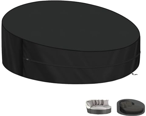 LAMUNI Coperture Isola Prendisole 180x90/50cm Copertura Letto da Giardino | Rotonda Copertura per Divano Letto da Esterno Impermeabile 420D Tessuto Oxford Telo Copri Isola Prendisole da Giardino