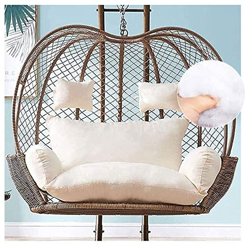 Outdoor Double Hanging Hammock Chair with Waterproof Thicken Cushion Blue Color Garden Swing Seat Replacement 2 Seater Egg Chair Basket