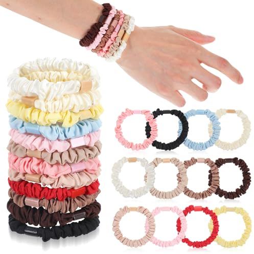 Tyqour 12 gomas de pelo de seda para mujer, gomas elásticas para el pelo de satén, gomas elásticas para el pelo de seda para mujeres y niñas, accesorios para el cabello