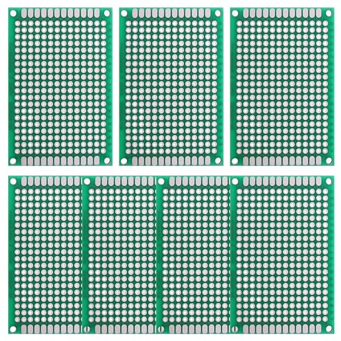 TUNOTYUE 7 Stücke 4x6 cm PCB Board Prototype, Universal Doppelseitiges Prototyping Leiterplatten, Lochrasterplatte, für DIY-Lötprojekte Kompatibel mit Arduino-Kits