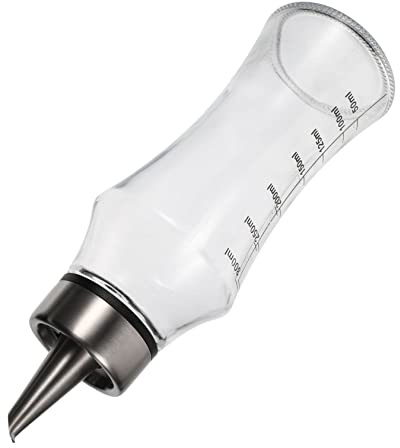 LAPYAPPE Distributeur D’huile En Verre 400 Ml Échelle, En Inox 304, Bec Verseur Anti-goutte, Cuisine Et Vinaigre, Bouteille Huilier Pratique Et Hermétique