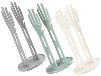 SOLUSTRE 3pcs Multifunctional Drying Stand for Kitchen Gloves Efficient Water Drainage with Drip Tray Base Wall Cabinet Mountable Glove Storage Holder Sleek Design for Kitchen Accessories