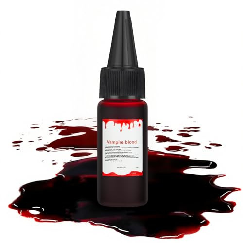 Alaoo Halloween Set de Faux Sang, 1 Flacon 15ML Sang Lavable, Stage Blood, pour Carnaval, Film, Théâpre, Farces, Blessures Simulées, Maquillage Halloween, Vampire, Cosplay, Maquillage de Théâtre, B