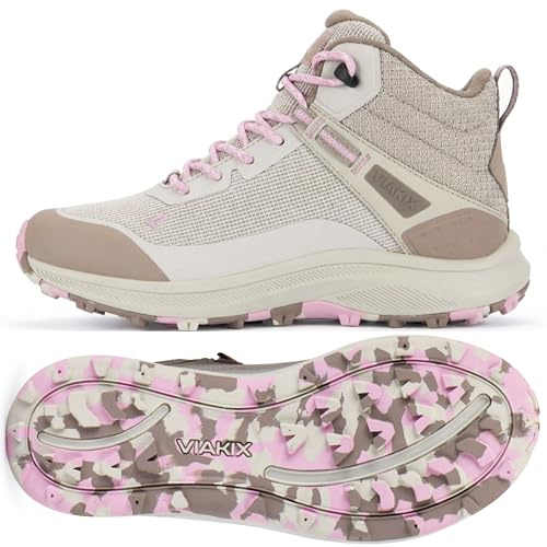 Viakix Monterra Mid Women’s Waterproof Hiking Boots – Lightweight Comfortable Trail Shoes for Trekking, Backpacking, Thru & Day Hikes, Taupe 8