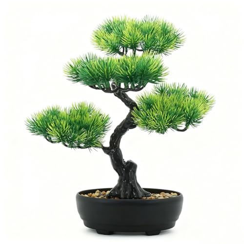 SZJFYMQ Bonsai Artificial Realista, 34X28 cm Planta Artificial para Decoracion Hogar y Jardin Zen, Plantas Artificiales, Bonsai Planta Pequeña de Interior y Exterior (Verde)